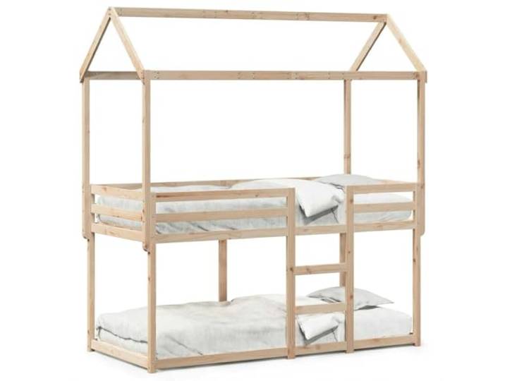 RJPLMFV Etagenbett, 90 x 200 cm, massives Kiefernholz, ohne Matratze Mit Dach und Seitentür, Sicherheitsgeländer, inklusive Latten, für Kinder