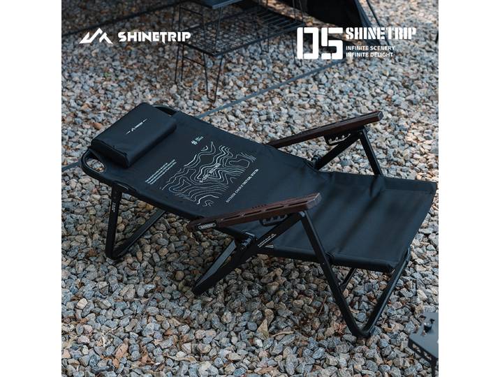 Chaise de camping pliante d'extérieur ShineTrip, en alliage d'aluminium réglable en 6 positions avec appui-tête amovible, chaise inclinable portable pour pique-nique