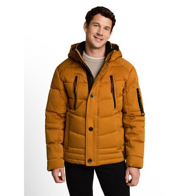 Steppjacke TOM TAILOR, Herren, Gr. XL, gelb (peanut butter braun), Web, Obermaterial: 100% Polyester. Futter: 100% Polyester, regular fit taillenbedeckt, elastischer Bund, Jacken Steppjacke, mit Kapuze