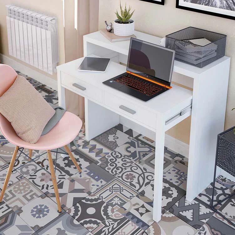 garneroarredamenti Scrivania ufficio salvaspazio moderna 99x71cm bianco opaco Eva