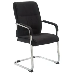 Décoshop26 - XXL-Besucherstuhl ohne Rollen komfortabel und stilvoll in schwarzem Stoff BUR10694