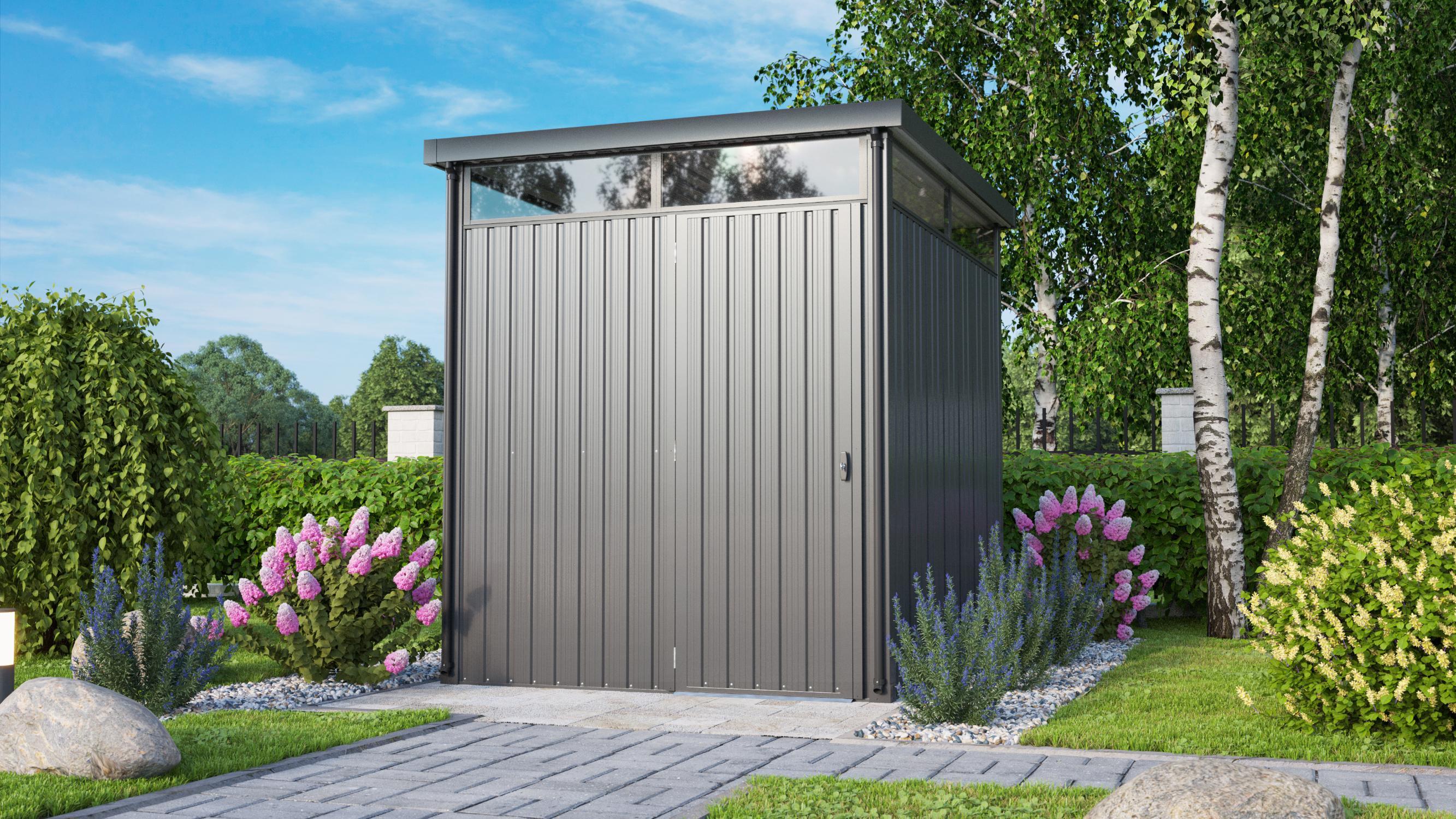 Pergart Gerätehaus "Rheinfelden 78" anthrazit matt 4,4 m² ohne Schleppdach