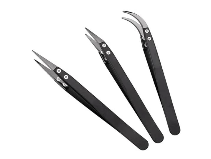 MMOBIEL 3 Stuks Set Keramische Punt Soldeerpincet Hittebestendig 1600 C/3000 F voor Elektronica Reparatie, Sieraden, Computer, Laboratorium Soldeerwerk - Zwart