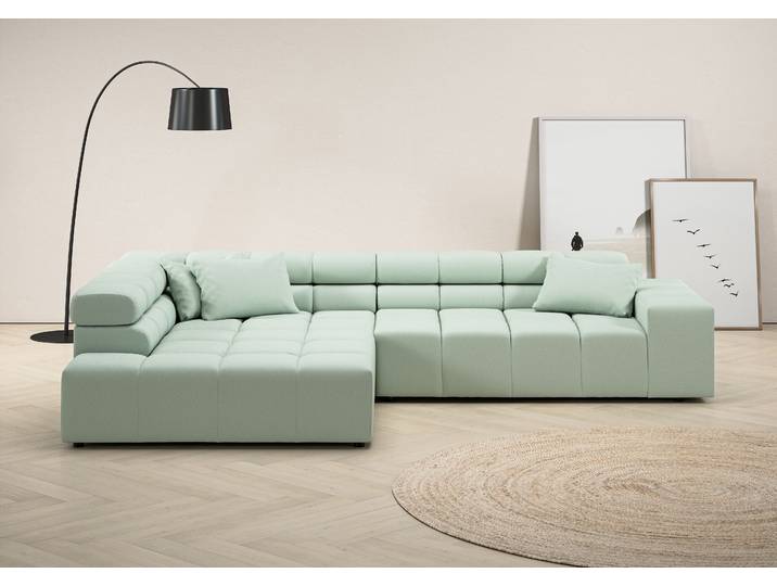 Ecksofa, Mint, 319x215 cm, Velours & Struktur, Kopfteilverstellung, Modern, Inosign