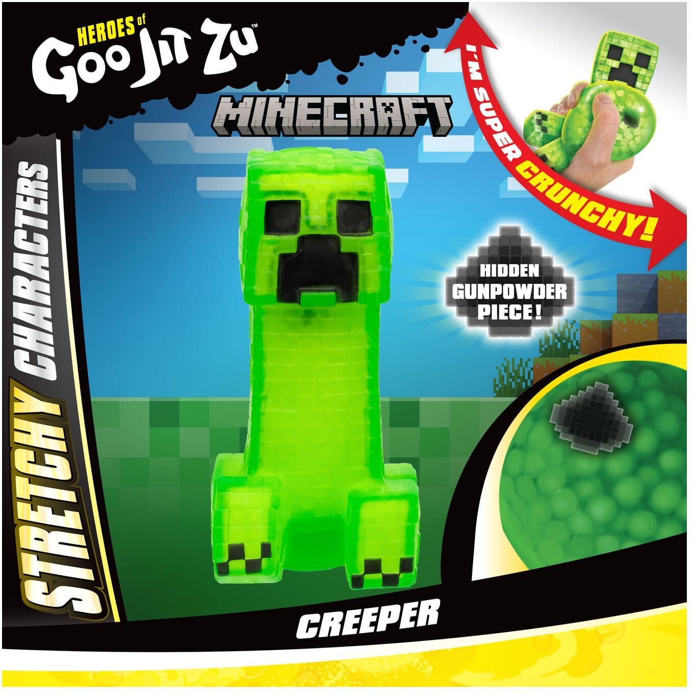 Heroes of Goo Jit Zu - Minecraft Hero Pack Creeper - Stretchy Fun Action Figure for Kids - Collectible Toy
