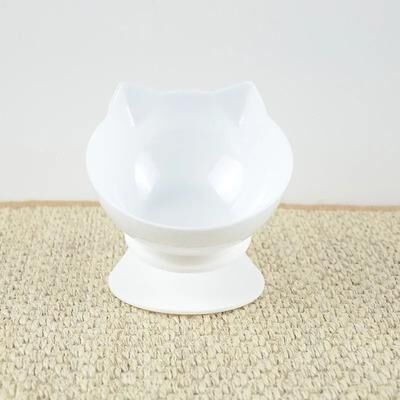 Uplift Picks Non Slip Double Cat Bowl With Inclined Stand For Food And Water white (single)