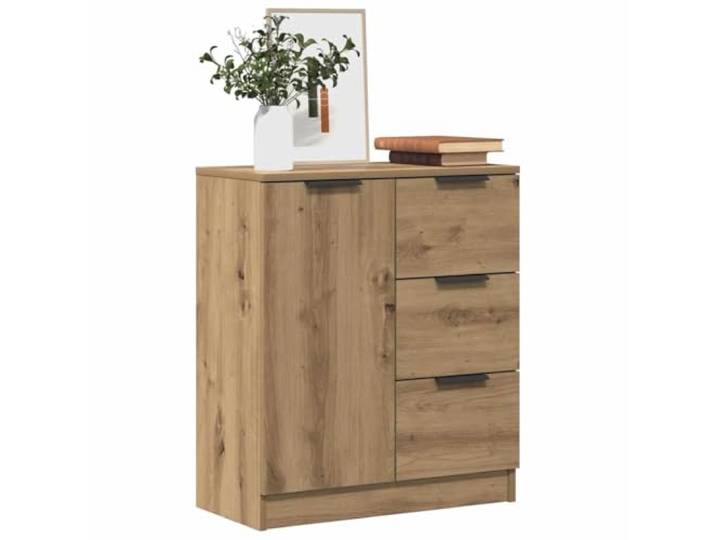 KTHLBRH Sideboard Eiche Handwerk 60 x 30 x 70 cm Spanplatte 3 Schubladen, 2 Fächer, großer Stauraum, einfache Wartung, Montage erforderlich