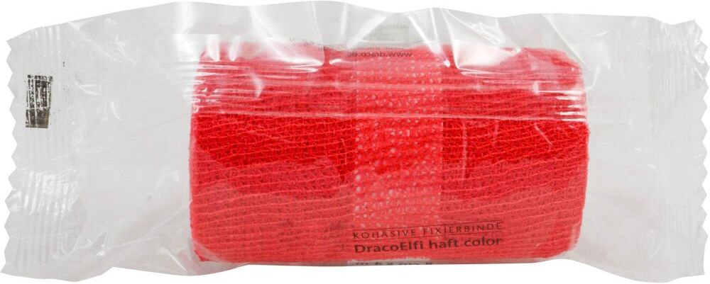 Dracoelfi haft color Fixierbinde 4mx8cm rot 1stk