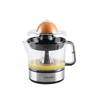 Elektrische Zitruspresse, kompakt, großes Volumen, Fruchtfleischkontrolle, Orangen, Zitronen, Limetten, Grapefruits, mit Ausgießer