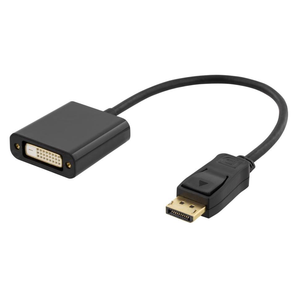 Deltaco DP-DVI14-K video cable adapter DisplayPort DVI-I Black (DisplayPort, DVI) (DP-DVI14-K)