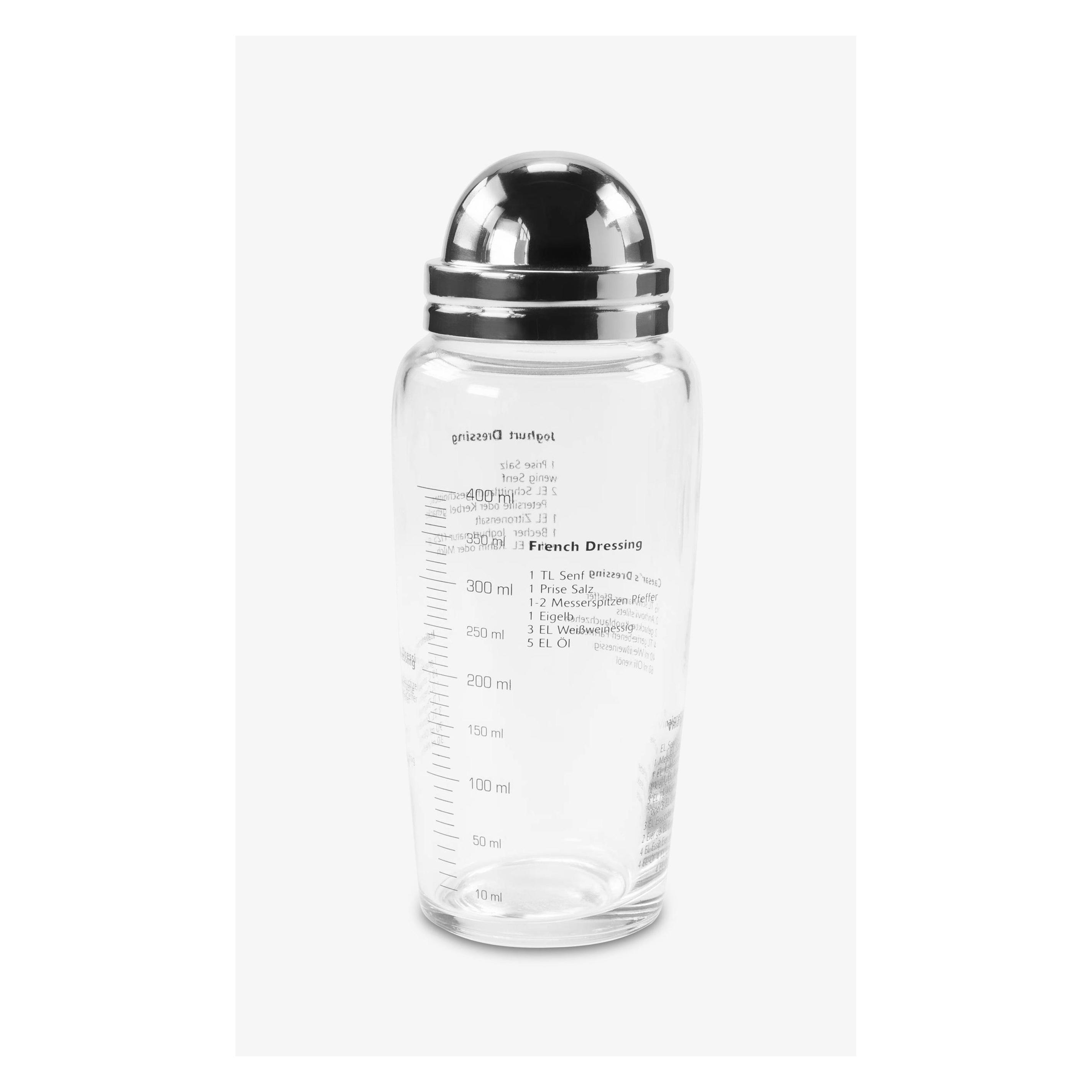 WMF Salat Dressingshaker Mixer für Salatsauce 400ml Glasbehälter Messkala 5 Rezepte (400 ml) (09.5376.2040)