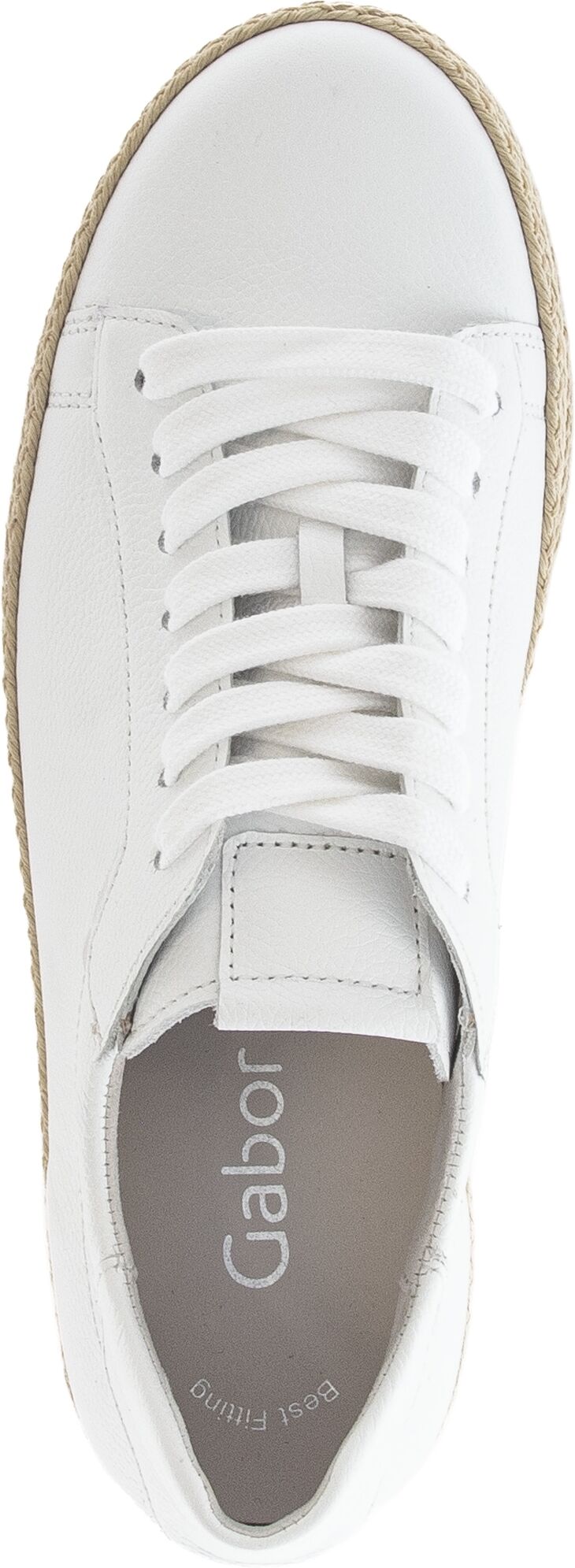 Plateausneaker GABOR, Damen, Gr. 36, weiss (weiß), Glattleder, Schuhe Plateausneaker, Freizeitschuh, Halbschuh, Schnürschuh mit Ziernähten weiß 36