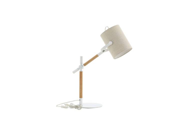 Tischlampe „Laura“ – Kombination aus Weiß und Holzdetails, sowie schwenkbar - Beige - Luxusbetten24