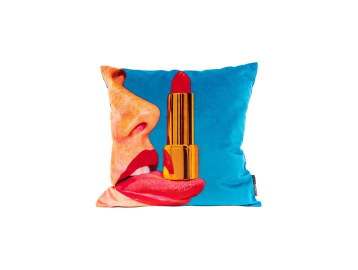 Design Kissen „Toiletpaper Tongue“ Samt Multicolor Seletti