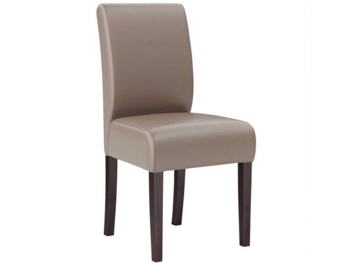 GGMMÖBEL Leo Big 2-er Set Esszimmerstuhl Taupe Leder Bistrostuhl Gastrostuhl Gepolstert Gestell: Holz/Schwarz Sitzhöhe: 48cm