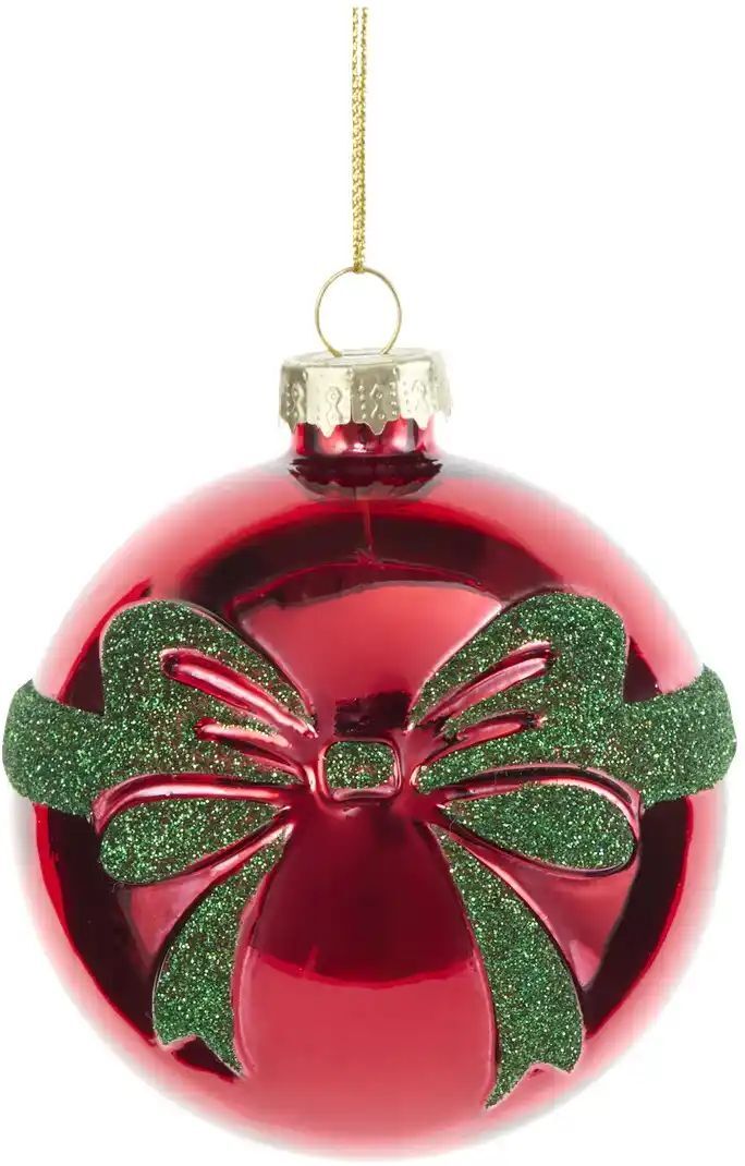 HOME STORY Weihnachtsbaumkugel mit Schleife   ¦ rot ¦ Glas,Aluminium Ø: 8