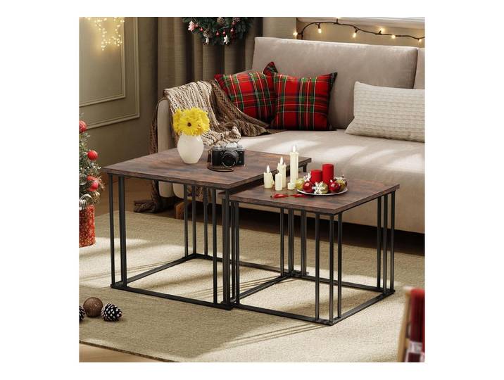 LuxusKollektion Couchtisch Couchtisch Set Holz Metall Braun (2-St)