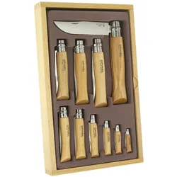 Opinel, Mehrzweckmesser, Sortiment No 02-12, rostfrei, im Holzkasten