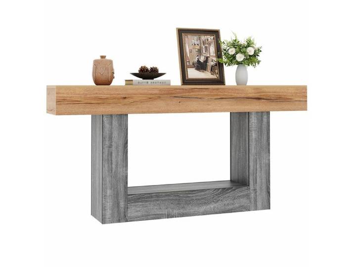 Modenuit table console bicolore 160 x 30 x 82 5 cm aspect bois plateau epais tablette ouverte