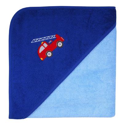 Kapuzenhandtuch WÖRNER "Feuerwehr 100/100", blau (hellblau), B:100cm L:100cm, Frottee, Frottee, Handtücher, mit Kapuze, maschinenwaschbar, trocknergeeignet