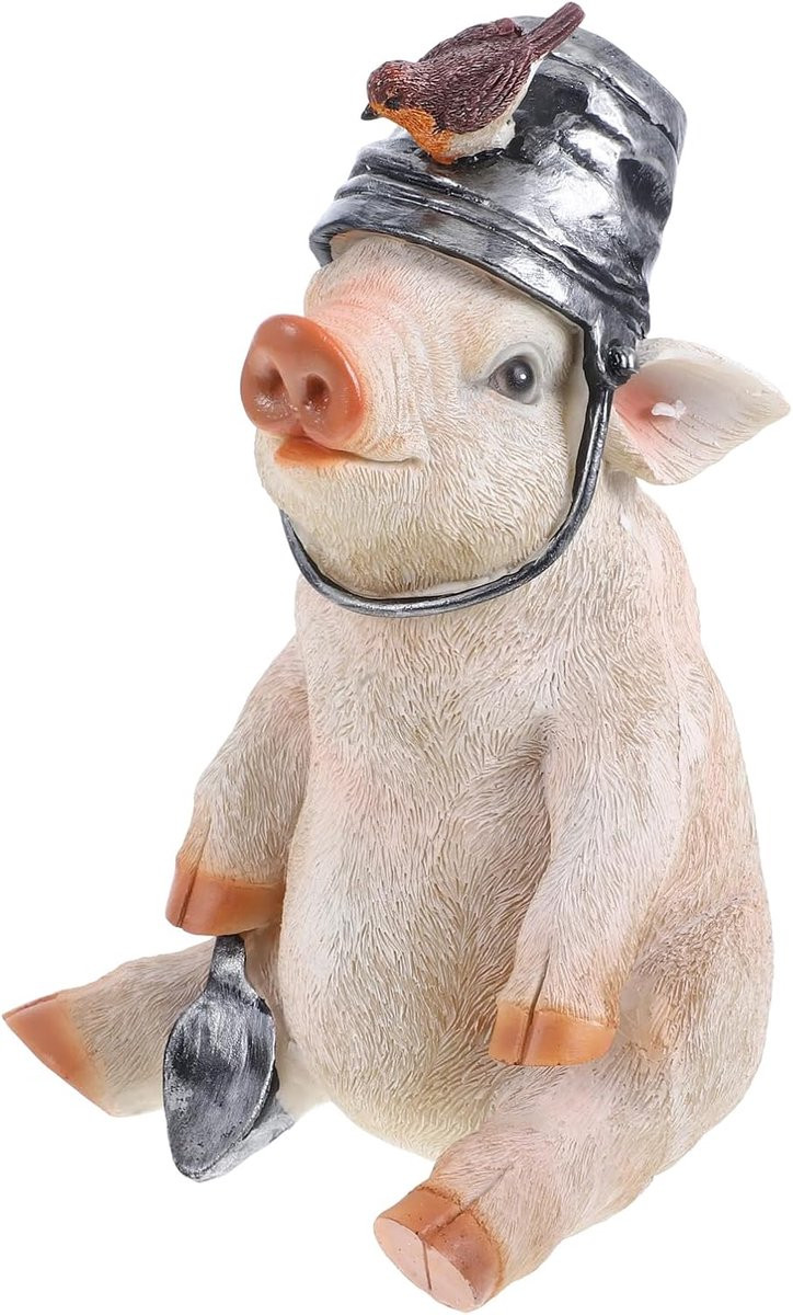 Set van handgeschilderde decoratieve varkens beeldjes van hars, 20 cm