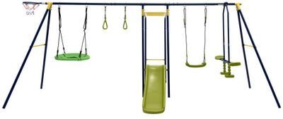 Costway 7-in-1 Stable A-shaped Outdoor Swing Set for Backyard