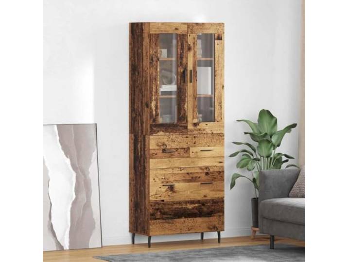 RJPLMFV Anrichte mit Türen, 2 Stück, altes Holz Langlebiges Holzwerkstoff, Füße aus Eisen, für Wohnzimmer oder Esszimmer, geführte Montage