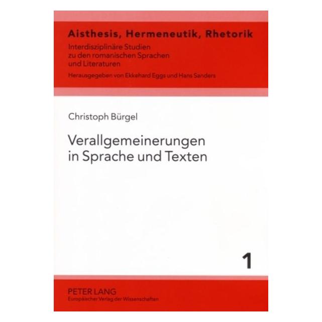 Peter Lang Verallgemeinerungen in Sprache und Texten (Deutsch, Softcover, Christoph Bürgel) (56031568)