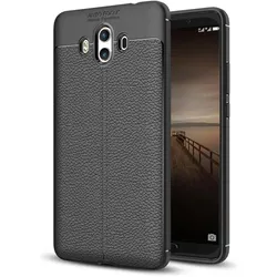 Screenguard Huawei Mate 10 Hülle Leather Design TPU Cover (Huawei Mate 10), Smartphone Hülle, Schwarz