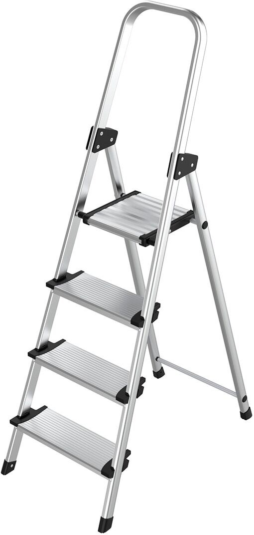 BriCor Escalera Doméstica Aluminio 4 Peldaños Anchos. Aluminio