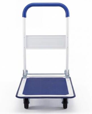 Costway Folding Platform Hand Truck with Collapsible Bed & 4 Wheels for Moving Warehouse-Blue