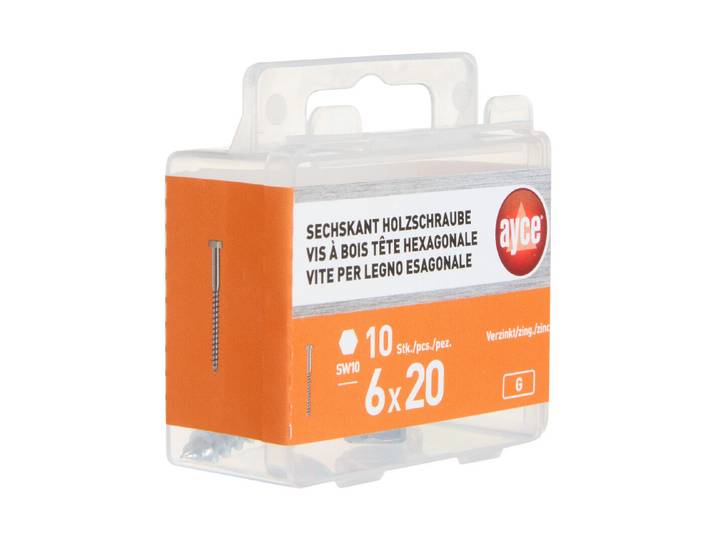 Ayce Sechskant-Holzschraube Verzinkt 6 mm × 20 mm