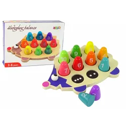 Lern-Igel aus Holz mit 10 bunten Spielfiguren
