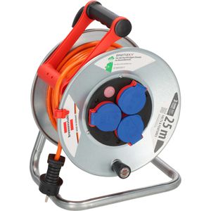 Brennenstuhl Kabeltrommel Garant S Bremaxx, für außen IP44, 3x Schutzkontaktsteckdosen, Kabeltyp N05V3V3 1,5 mm², 25 m
