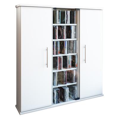 Media-Regal VCM "Holz CD DVD Stand Regal Schrank Santo Glastür", weiß, B:86cm T:18cm, Regale