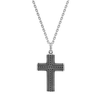 Kette mit Anhänger FIRETTI "Schmuck Geschenk Edelstahl Halsschmuck Halskette Kreuz" Gr. 55, schwarz, Herren, 55, Edelstahl, B: 2,2mm, B:2,2mm