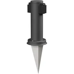 ledscom.de Garten-Steckdosen-Säule PORU mit Erdspieß für außen, 2-Fach, Edelstahl, anthrazit, rund, 27cm
