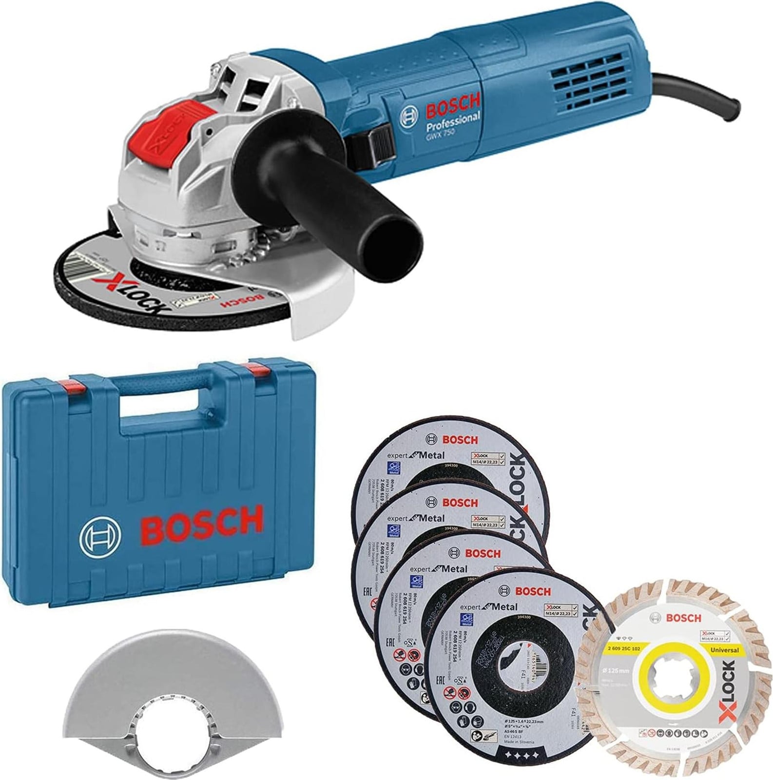 Bosch Professional haakslijper GWX 750-125, 750 W, geschikt voor X-LOCK-accessoires, 125 mm