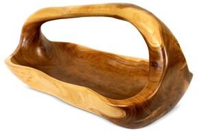 G6 Collection "16"" Wooden Handmade Fruit Decorative Bowl Centerpiece Hand Carved Decoration Handcrafted Gift Wood Rectangle Serving Bowl"