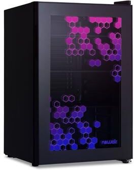 Newair Prismatic Series 85 Can Beverage Refrigerator with RGB HexaColor LED Lights, Mini Fridge for Gaming with Remote Control