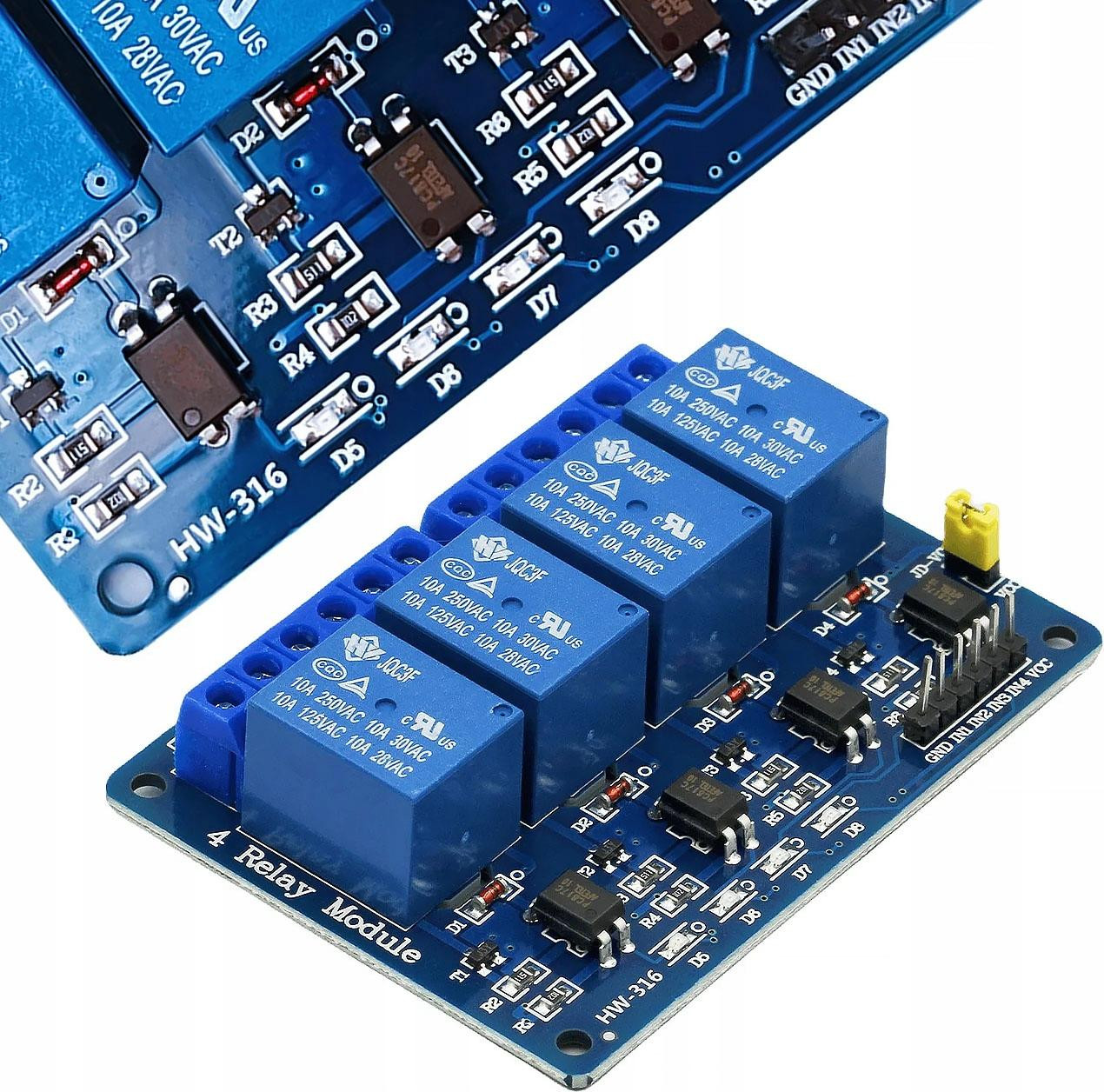 ROSFIX 4-Kanaals Relaismodule 5V met Optische Isolatie, 10A SPDT, 72 x 50 x 19 mm voor Arduino Automatisering