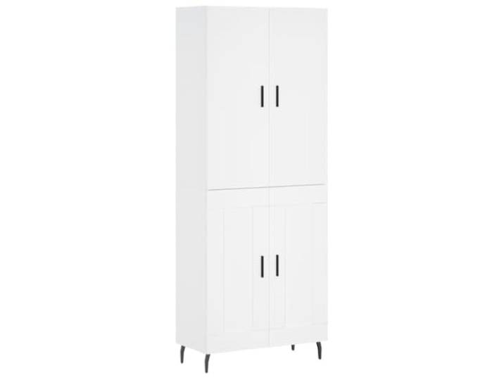 KKgypkn Highboard Weiß 69,5x34x180 cm Holzwerkstoff Viel Stauraum, Metallfüße, Stabile Konstruktion, Mit Wandhalterung