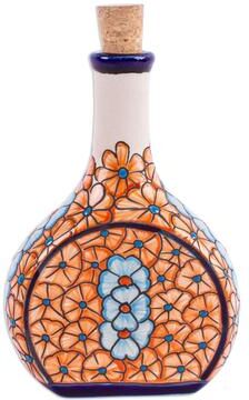 Novica Handmade Floral Spirits Ceramic Decanter