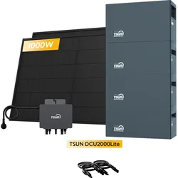 TSUN DCU2000Lite Solarspeicher für Balkonkraftwerke, mit 2 x 500W Bifaziale Solarmodule & 800W Mikro‐Wechselrichter, by Powerness - 8kWh / Standardversand