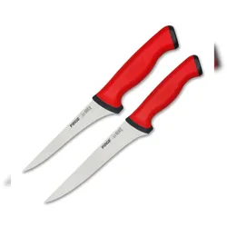 Pirge Duo Ausbeinmesser Profi Messer Set 2 TLG - Rutschfester Griff - 12,5 cm und 16,5 cm Ausbeinmesser Set - Schlachtermesser