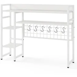 COSTWAY Schreibtischregal, mit 4 Ablagen & 6 Haken, Organizer, 94x25x73,5cm, Weiß