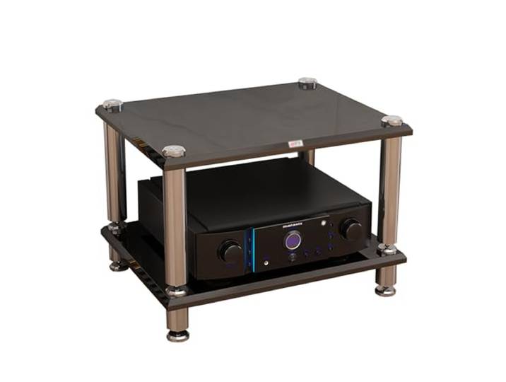 STCERY Design HiFi Rack aus Holz & Stahl, Etagen Stereo-Komponenten-Rack/Schrank, 1/1/3/4-stufiger AV-Medienständer, HiFi-Rack-Ständerschrank, für Wohnzimmer Büro(43cm/16.9in)