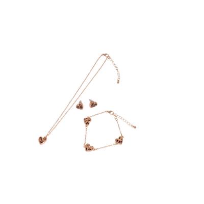 Schmuckset "Multipack Schmuck Geschenk Ohrringe Armkette Halskette Animalprint", rosa (gelbgoldfarben, messingfarben, schwarz), ANISTON JEWELRY & WATCHES, Schmuck_Sets, Damen, Messing, Schmuckset