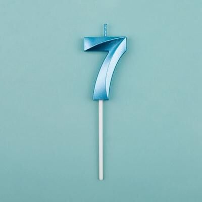 Uplift Essentials 3D Metallic Digital Birthday Candle blue No 7