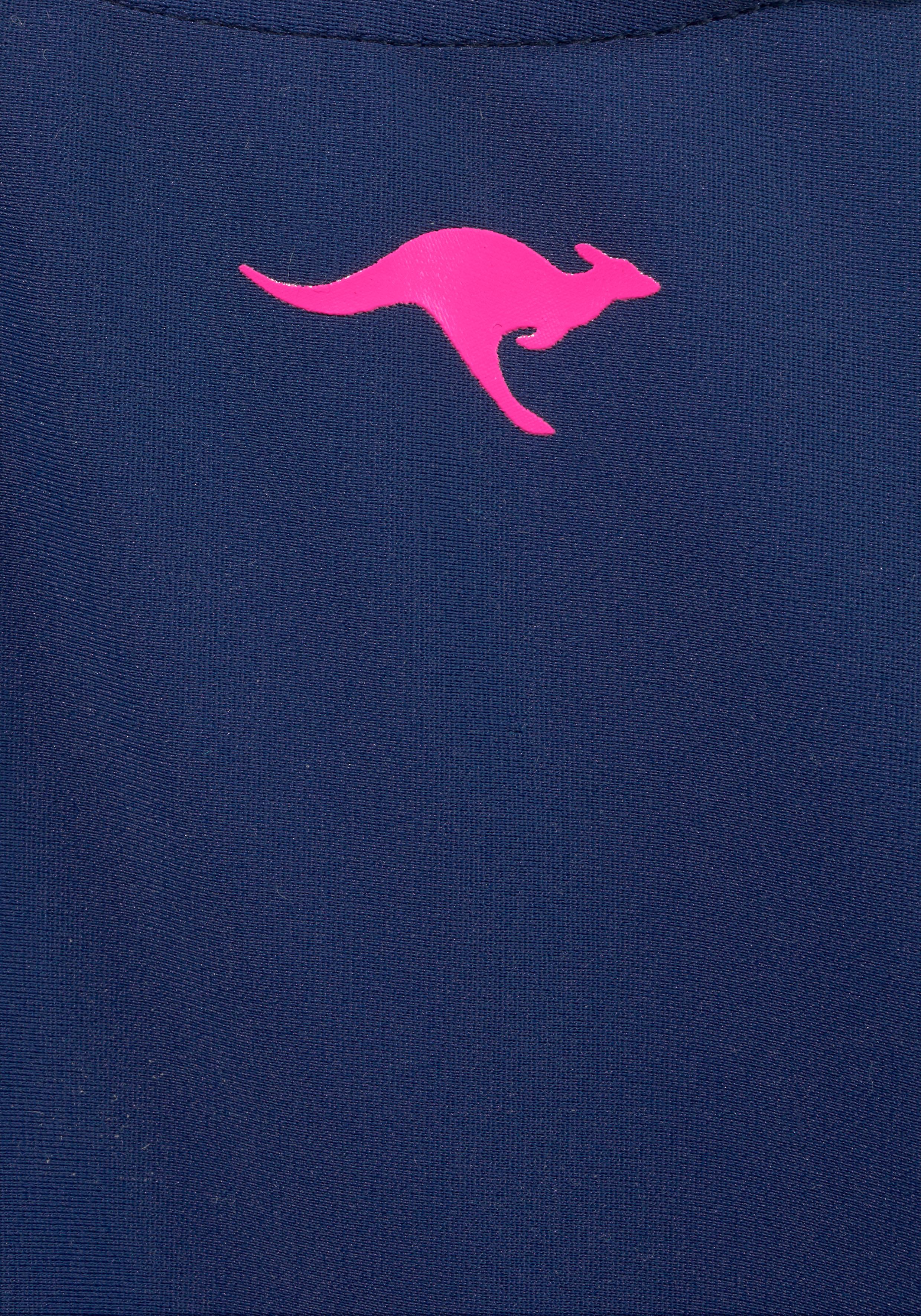 Badeanzug KANGAROOS, Mädchen, Gr. 158/164, N-Gr, blau (marine), Polyamid, kontrastfarbene Details, Badeanzüge Badeanzug, sportiver Stil, mit Kontrastnähten, Marken-Logo-Print marine 158/164, N-Gr